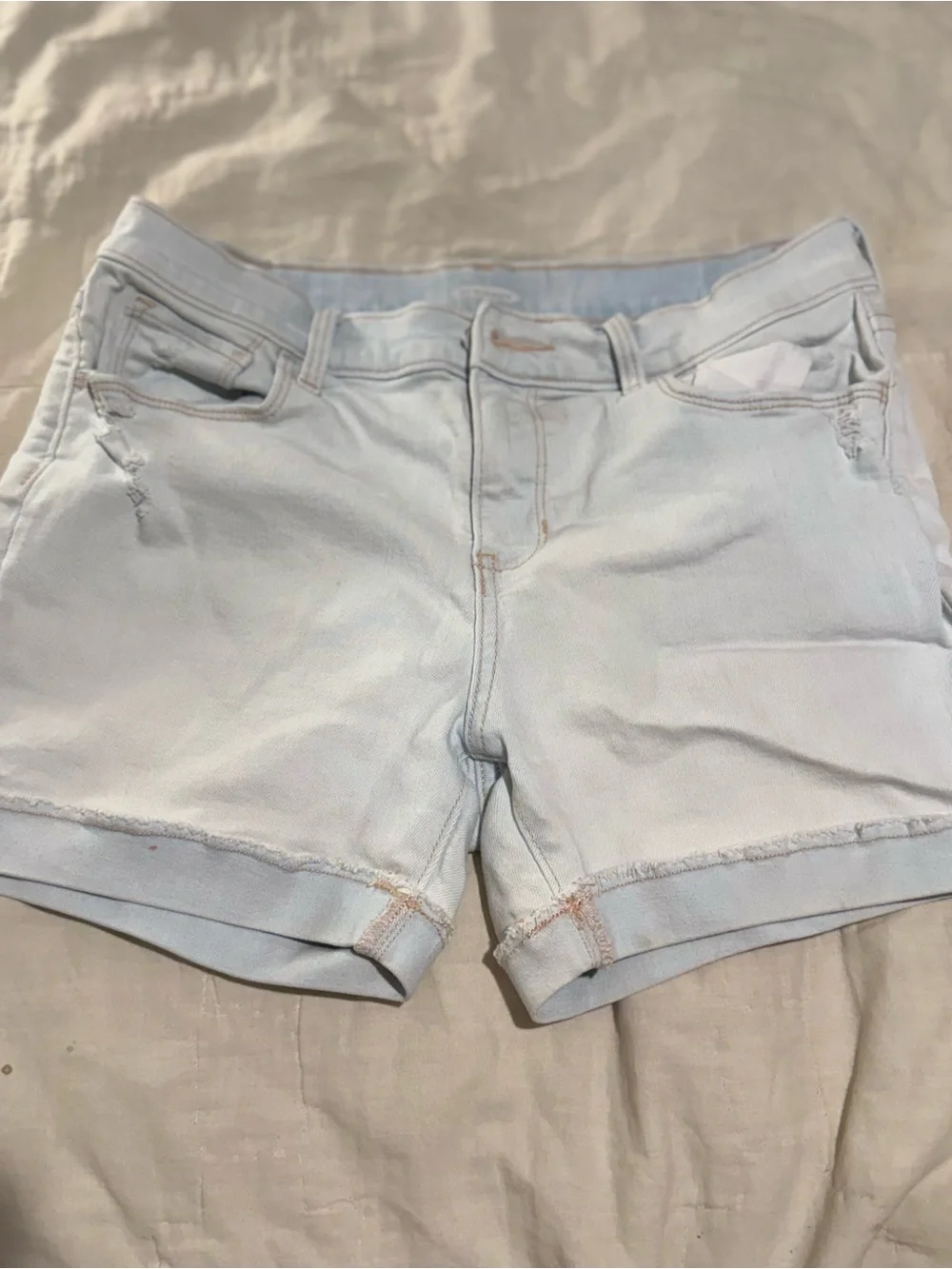 Old Navy Girls Size 16 Light Wash Denim Jean Shorts Distressed Cuffed